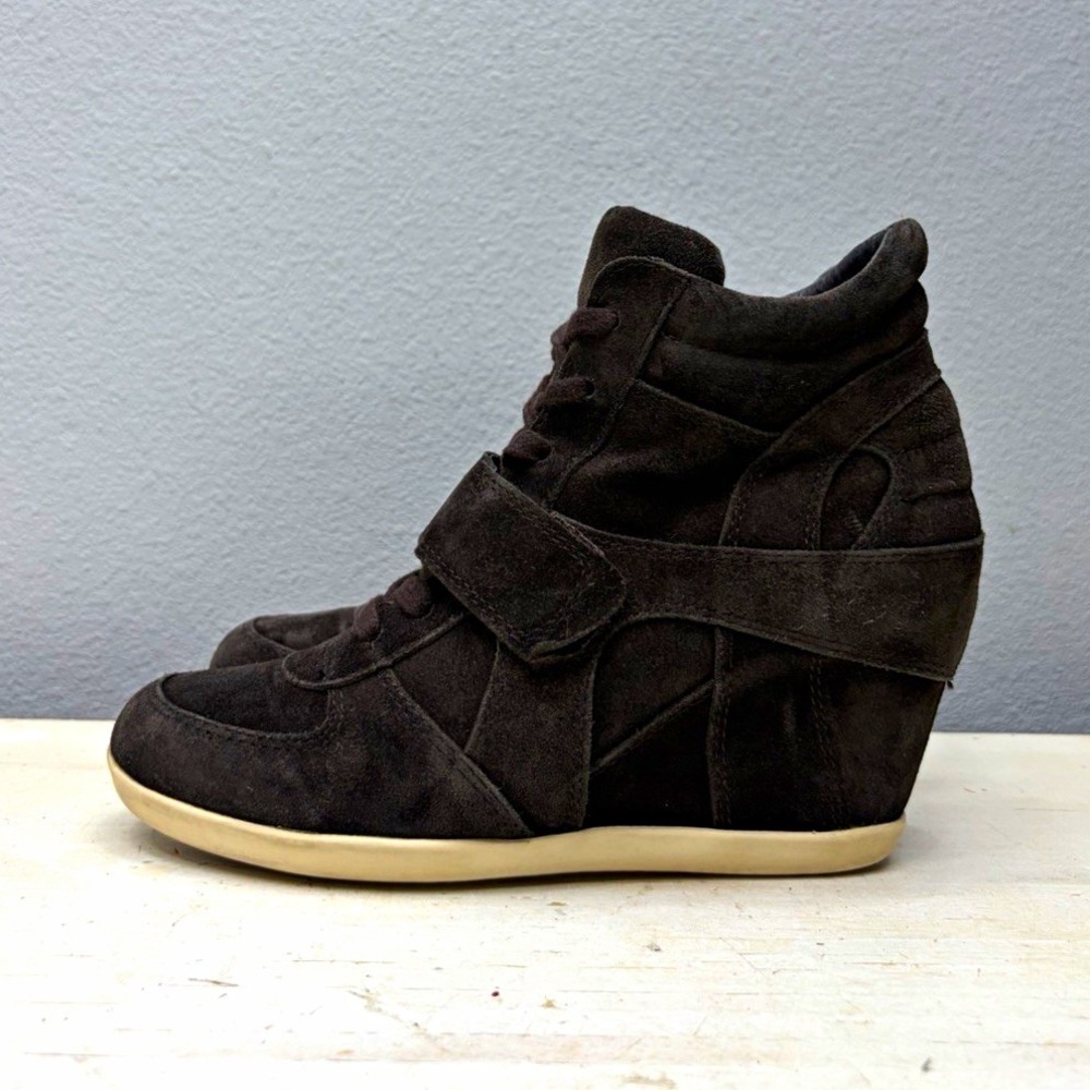 Ash Black Suede Bowie Wedge Sneakers Size 35